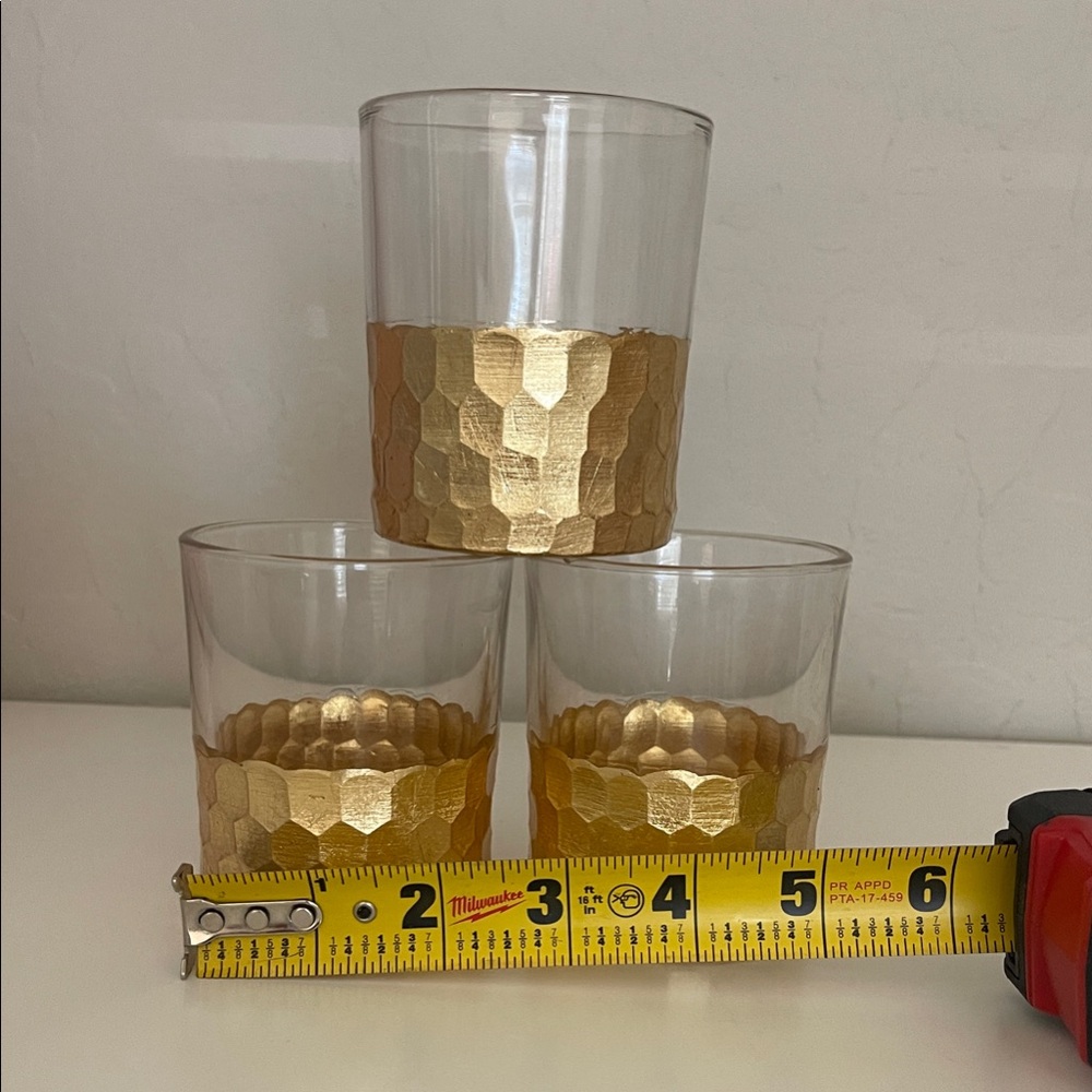 Hobby Lobby Gold Textured Glass Votive set of 3